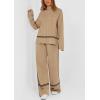 imagePRETTYGARDEN Womens 2 Piece Lounge Sets 2024 Winter Travel Outfits Long Sleeve Pullover Sweater Wide Leg Pants TracksuitsKhaki