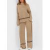 imagePRETTYGARDEN Womens 2 Piece Lounge Sets 2024 Winter Travel Outfits Long Sleeve Pullover Sweater Wide Leg Pants TracksuitsKhaki