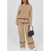 imagePRETTYGARDEN Womens 2 Piece Lounge Sets 2024 Winter Travel Outfits Long Sleeve Pullover Sweater Wide Leg Pants TracksuitsKhaki