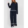 imagePRETTYGARDEN Womens 2 Piece Lounge Sets 2024 Winter Travel Outfits Long Sleeve Pullover Sweater Wide Leg Pants TracksuitsNavy
