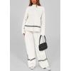 imagePRETTYGARDEN Womens 2 Piece Lounge Sets 2024 Winter Travel Outfits Long Sleeve Pullover Sweater Wide Leg Pants TracksuitsWhite