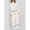 imagePRETTYGARDEN Womens 2 Piece Lounge Sets 2024 Winter Travel Outfits Long Sleeve Pullover Sweater Wide Leg Pants TracksuitsWhite