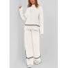 imagePRETTYGARDEN Womens 2 Piece Lounge Sets 2024 Winter Travel Outfits Long Sleeve Pullover Sweater Wide Leg Pants TracksuitsWhite