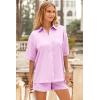 imagePRETTYGARDEN Womens 2 Piece Satin Pajama Sets Short Sleeve Button Down Tops And Shorts Set 2024 Summer Pjs Silk SleepwearPink