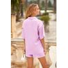 imagePRETTYGARDEN Womens 2 Piece Satin Pajama Sets Short Sleeve Button Down Tops And Shorts Set 2024 Summer Pjs Silk SleepwearPink