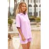 imagePRETTYGARDEN Womens 2 Piece Satin Pajama Sets Short Sleeve Button Down Tops And Shorts Set 2024 Summer Pjs Silk SleepwearPink