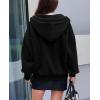 imagePRETTYGARDEN Womens 2024 Fall Oversized Hoodies Sweatshirt Long Sleeve Zip Up Pockets Loose Fit Y2K Winter Jackets CoatBlack