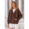 imagePRETTYGARDEN Womens 2024 Fall Oversized Hoodies Sweatshirt Long Sleeve Zip Up Pockets Loose Fit Y2K Winter Jackets CoatBrown Coffee