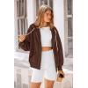 imagePRETTYGARDEN Womens 2024 Fall Oversized Hoodies Sweatshirt Long Sleeve Zip Up Pockets Loose Fit Y2K Winter Jackets CoatBrown Coffee