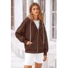 imagePRETTYGARDEN Womens 2024 Fall Oversized Hoodies Sweatshirt Long Sleeve Zip Up Pockets Loose Fit Y2K Winter Jackets CoatBrown Coffee