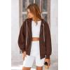 imagePRETTYGARDEN Womens 2024 Fall Oversized Hoodies Sweatshirt Long Sleeve Zip Up Pockets Loose Fit Y2K Winter Jackets CoatBrown Coffee