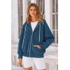imagePRETTYGARDEN Womens 2024 Fall Oversized Hoodies Sweatshirt Long Sleeve Zip Up Pockets Loose Fit Y2K Winter Jackets CoatDark Blue