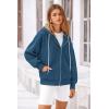 imagePRETTYGARDEN Womens 2024 Fall Oversized Hoodies Sweatshirt Long Sleeve Zip Up Pockets Loose Fit Y2K Winter Jackets CoatDark Blue