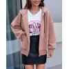 imagePRETTYGARDEN Womens 2024 Fall Oversized Hoodies Sweatshirt Long Sleeve Zip Up Pockets Loose Fit Y2K Winter Jackets CoatDusty Pink