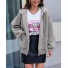 imagePRETTYGARDEN Womens 2024 Fall Oversized Hoodies Sweatshirt Long Sleeve Zip Up Pockets Loose Fit Y2K Winter Jackets CoatGrey