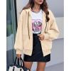 imagePRETTYGARDEN Womens 2024 Fall Oversized Hoodies Sweatshirt Long Sleeve Zip Up Pockets Loose Fit Y2K Winter Jackets CoatKhaki