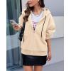 imagePRETTYGARDEN Womens 2024 Fall Oversized Hoodies Sweatshirt Long Sleeve Zip Up Pockets Loose Fit Y2K Winter Jackets CoatKhaki