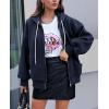 imagePRETTYGARDEN Womens 2024 Fall Oversized Hoodies Sweatshirt Long Sleeve Zip Up Pockets Loose Fit Y2K Winter Jackets CoatNavy