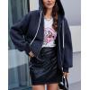 imagePRETTYGARDEN Womens 2024 Fall Oversized Hoodies Sweatshirt Long Sleeve Zip Up Pockets Loose Fit Y2K Winter Jackets CoatNavy