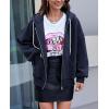 imagePRETTYGARDEN Womens 2024 Fall Oversized Hoodies Sweatshirt Long Sleeve Zip Up Pockets Loose Fit Y2K Winter Jackets CoatNavy