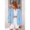 imagePRETTYGARDEN Womens 2024 Fall Oversized Hoodies Sweatshirt Long Sleeve Zip Up Pockets Loose Fit Y2K Winter Jackets CoatSky Blue