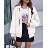imagePRETTYGARDEN Womens 2024 Fall Oversized Hoodies Sweatshirt Long Sleeve Zip Up Pockets Loose Fit Y2K Winter Jackets CoatWhite