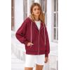 imagePRETTYGARDEN Womens 2024 Fall Oversized Hoodies Sweatshirt Long Sleeve Zip Up Pockets Loose Fit Y2K Winter Jackets CoatWine Red