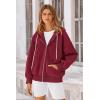 imagePRETTYGARDEN Womens 2024 Fall Oversized Hoodies Sweatshirt Long Sleeve Zip Up Pockets Loose Fit Y2K Winter Jackets CoatWine Red