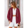imagePRETTYGARDEN Womens 2024 Fall Oversized Hoodies Sweatshirt Long Sleeve Zip Up Pockets Loose Fit Y2K Winter Jackets CoatWine Red