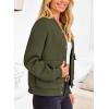 imagePRETTYGARDEN Womens Bomber Jackets 2024 Winter Trendy Varsity Jackets Shackets Button Down Cropped Coats with PocketsArmy Green