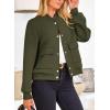 imagePRETTYGARDEN Womens Bomber Jackets 2024 Winter Trendy Varsity Jackets Shackets Button Down Cropped Coats with PocketsArmy Green