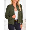 imagePRETTYGARDEN Womens Bomber Jackets 2024 Winter Trendy Varsity Jackets Shackets Button Down Cropped Coats with PocketsArmy Green