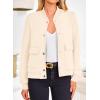 imagePRETTYGARDEN Womens Bomber Jackets 2024 Winter Trendy Varsity Jackets Shackets Button Down Cropped Coats with PocketsBeige