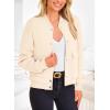 imagePRETTYGARDEN Womens Bomber Jackets 2024 Winter Trendy Varsity Jackets Shackets Button Down Cropped Coats with PocketsBeige