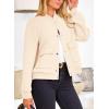 imagePRETTYGARDEN Womens Bomber Jackets 2024 Winter Trendy Varsity Jackets Shackets Button Down Cropped Coats with PocketsBeige