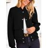 imagePRETTYGARDEN Womens Bomber Jackets 2024 Winter Trendy Varsity Jackets Shackets Button Down Cropped Coats with PocketsBlack