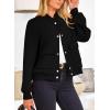 imagePRETTYGARDEN Womens Bomber Jackets 2024 Winter Trendy Varsity Jackets Shackets Button Down Cropped Coats with PocketsBlack