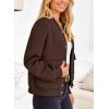 imagePRETTYGARDEN Womens Bomber Jackets 2024 Winter Trendy Varsity Jackets Shackets Button Down Cropped Coats with PocketsCoffee