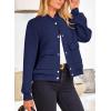 imagePRETTYGARDEN Womens Bomber Jackets 2024 Winter Trendy Varsity Jackets Shackets Button Down Cropped Coats with PocketsDark Blue