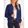 imagePRETTYGARDEN Womens Bomber Jackets 2024 Winter Trendy Varsity Jackets Shackets Button Down Cropped Coats with PocketsDark Blue