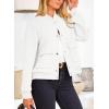 imagePRETTYGARDEN Womens Bomber Jackets 2024 Winter Trendy Varsity Jackets Shackets Button Down Cropped Coats with PocketsWhite