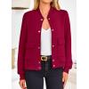 imagePRETTYGARDEN Womens Bomber Jackets 2024 Winter Trendy Varsity Jackets Shackets Button Down Cropped Coats with PocketsWine Red