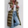 imagePRETTYGARDEN Womens Fall Long Puffer Vest Collared Sleeveless Button Down Warm Jackets Coat Casual Trendy Winter OuterwearArmy Green