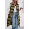 imagePRETTYGARDEN Womens Fall Long Puffer Vest Collared Sleeveless Button Down Warm Jackets Coat Casual Trendy Winter OuterwearArmy Green