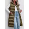 imagePRETTYGARDEN Womens Fall Long Puffer Vest Collared Sleeveless Button Down Warm Jackets Coat Casual Trendy Winter OuterwearArmy Green