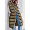 imagePRETTYGARDEN Womens Fall Long Puffer Vest Collared Sleeveless Button Down Warm Jackets Coat Casual Trendy Winter OuterwearArmy Green