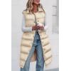 imagePRETTYGARDEN Womens Fall Long Puffer Vest Collared Sleeveless Button Down Warm Jackets Coat Casual Trendy Winter OuterwearBeige