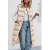 imagePRETTYGARDEN Womens Fall Long Puffer Vest Collared Sleeveless Button Down Warm Jackets Coat Casual Trendy Winter OuterwearBeige