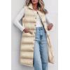 imagePRETTYGARDEN Womens Fall Long Puffer Vest Collared Sleeveless Button Down Warm Jackets Coat Casual Trendy Winter OuterwearBeige