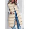 imagePRETTYGARDEN Womens Fall Long Puffer Vest Collared Sleeveless Button Down Warm Jackets Coat Casual Trendy Winter OuterwearBeige